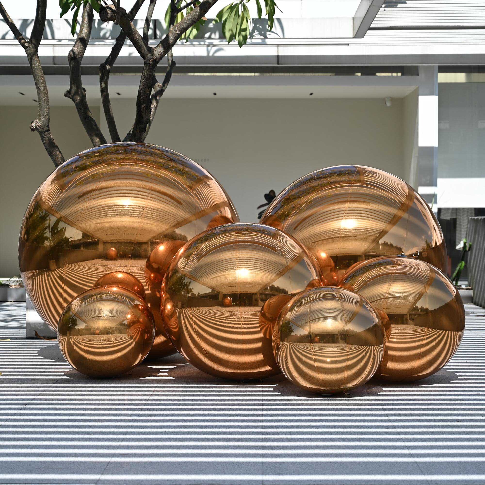 Yescom 20" Big Shiny Inflatable Mirror Ball Giant Reusable PVC Balloon for Large Disco Party Wedding Event Stage Decoration Gold