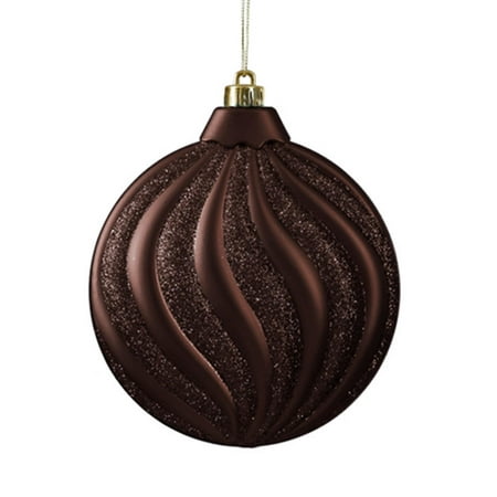 6ct Matte Chocolate Brown Swirl Shatterproof Christmas Disc 6ct Matte Chocolate Brown Swirl Shatterproof Christmas Disc Ornaments 6 25