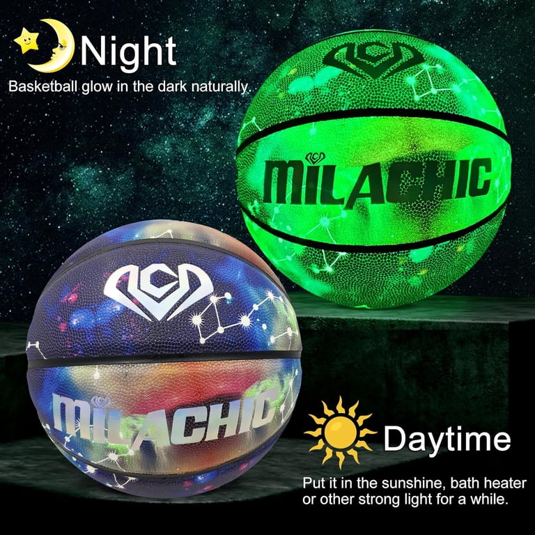 Novelty Size 7 Glow In The Dark Basketball Luminous Basketball Customized Logo Holographic Glowing Reflective Basketball