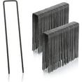 thumbnail image 1 of Paquete de 100 clavos para sujetar telas de jardín, control de malezas y ayuda para jardinería, 150 x 25 mm, 2,8 mm de diámetro, anclajes de tierra galvanizados en forma de U, 1 of 5
