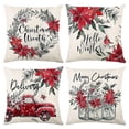 thumbnail image 1 of Christmas Wreath Throw Pillow Covers Winter Holiday Decorations Cushion Cover Set Of 4, 1 of 5