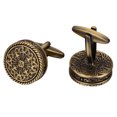 thumbnail image 3 of Gemelos de bronce envejecido con estampado romano vintage para hombre, 3 of 3