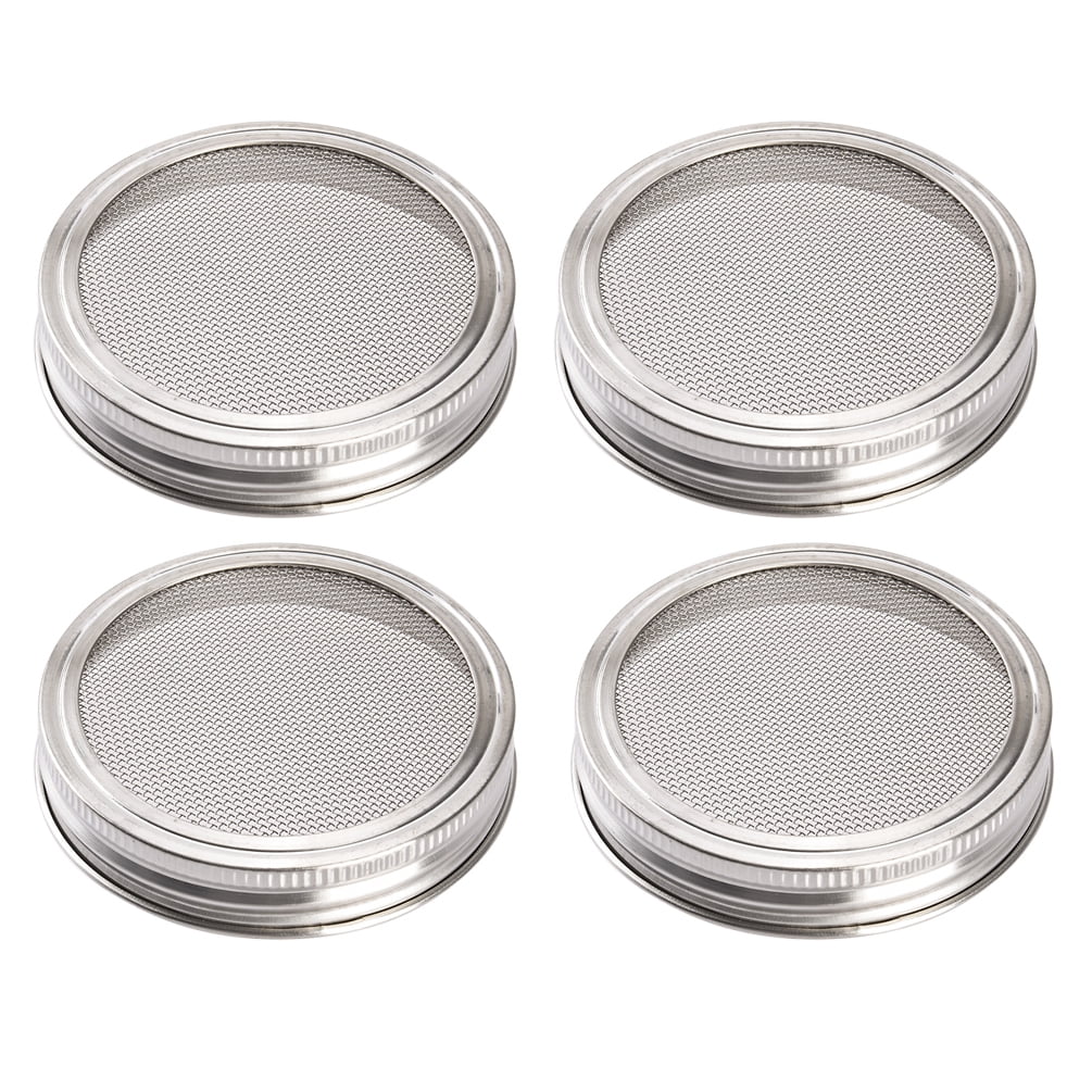 Wetrys 4 Packs Stainless Steel Sprouting Jar Lid with 4 Packs Stainless Steel Sprouting Stands for Wide Mouth Mason Jars Canning Jars to Make Sprout