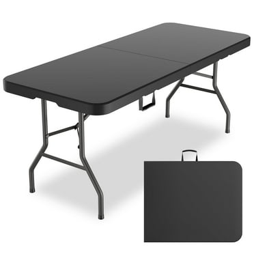 6ft Heavy-Duty Outdoor Folding Table for 6 - Sturdy HDPE Top, 350lbs Capacity, Foldable Lockable Design, No Assembly - Camping Parties Picnics