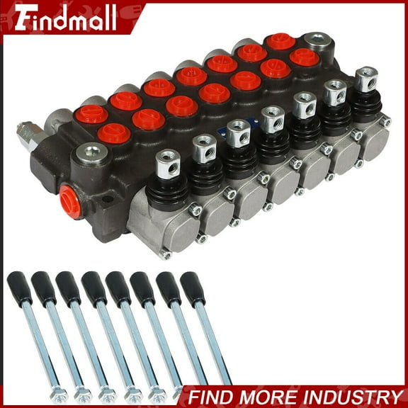 findmall 7 Spool Hydraulic Directional Control Valve 13gpm P40 Double Acting Cylinder 60L