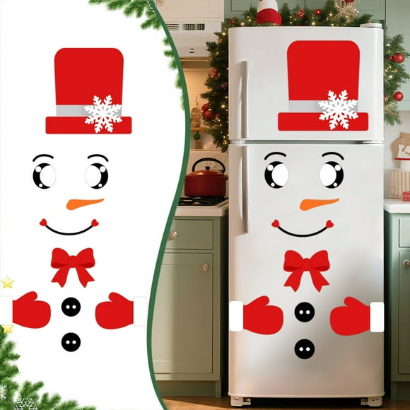 Christmas Decorative Stickers Holiday Party Fridge Magnets Christmas Snowman Decorative Wall Decals