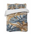 thumbnail image 2 of Navy Blue Brown Full Size Down Alternative Comforter, Lightweight Comforter Quilt Bedding Set with Pillow Shams Vintage Elegant Botanical Palm Leaves All Seasons Bed Comforter Duvet Insert 78"x90", 2 of 7