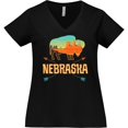 thumbnail image 3 of Inktastic Nebraska Vacation Buffalo Women's Plus Size V-Neck T-Shirt, 3 of 5