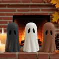 thumbnail image 7 of Cogleahco Halloween Paper Mache Ghost Statue Decor - Paper Mache Ghost Figurine, Cute Halloween Tabletop Decorations, Spooky Personalized Desktop Halloween Ornament(Brown+White+Black), 7 of 7