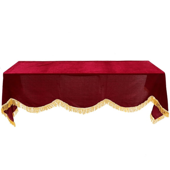 WRISTBIQUE Soft Dark Red Velvet Upright Piano Cover Full Size Dust Protection for Home