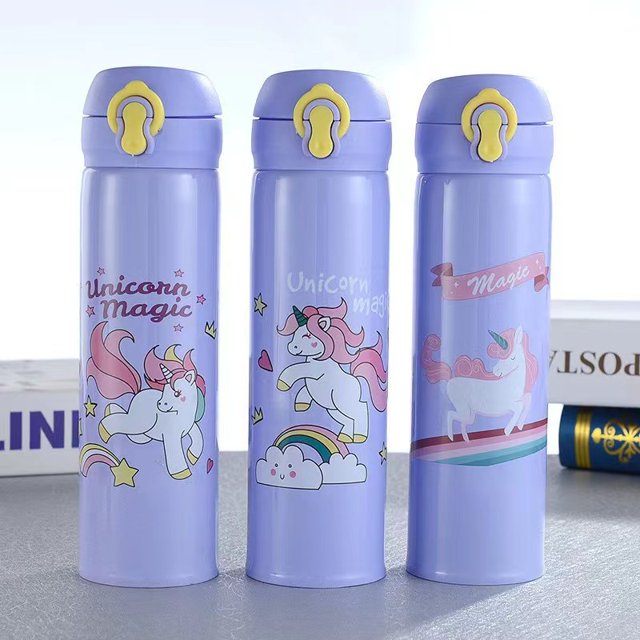 Taza termo de unicornio rosa que rebota kt de dibujos animados al por mayor de fábrica taza de bebida de acero inoxidable 304 hola gato