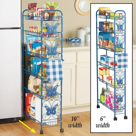 Metal Butterfly 6 Shelf Rolling Kitchen Pantry Cart Organizer 55