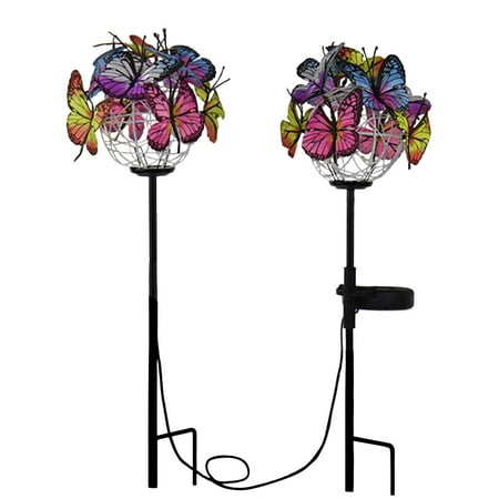 

lulshou Home Decor Solar Stake Lights Butterflies Decor Lights LED Solar Colored Flower Butterfly Multifunctional Garden Ground Plug Light