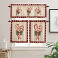 thumbnail image 2 of Candy Cane Bow Kitchen Curtains and Valances Set, Christmas Winter Retro Rod Pocket Window Valance 18 Inch Window Curtain Panels for Living Room Bedroom Laundry, 27.5x36in, 3 Pieces, 2 of 7