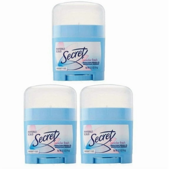 Secret Invisible Solid Antiperspirant and Deodorant, Powder Fresh, 0.5 Ounce Travel Size Pack of 3