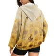 thumbnail image 2 of COEQINE Women's Full Zip Up Hoodie Oversized Sweatshirts Butterfly and Sunflower Yellow Print Fashion Casual Wear Y2K Jacket Coat Fall Lightweight Tops with Pockets, XS, 2 of 7