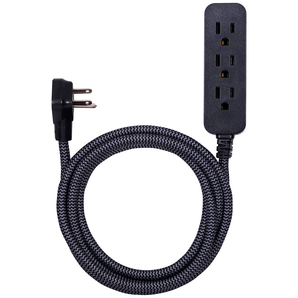 GE Designer Extension Cord With Surge Protection, Braided Power Cord, 8