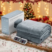 MaxKare Heated Blanket, Queen Size Electric Blanket with 10 Heating Levels & 10H Timers, Soft Flannel, Gray