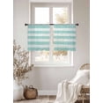 thumbnail image 4 of Aqua Striped Semi Sheer Curtains 54 Inch Length 2 Panels Set, Rustic Farmhouse Stripes Sheer Kitchen Curtain Privacy Voile Window Curtain for Living Room Bedroom Rod Pocket Drapes, 4 of 7
