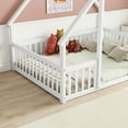 thumbnail image 4 of Miniyam Wood Full Size House-Shaped Floor Bed with Guardrails for Kids, White, 4 of 7