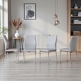 thumbnail image 2 of Tcbosik 4 Pack Upholstered Dining Chairs, Modern Side Chair, PU Leather Side Chair for Kitchen, Living Room, Light Gray+Silver, 2 of 8