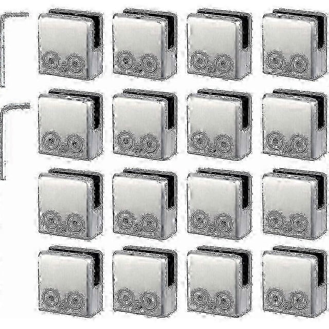 2025 16 Pack 304 Stainless Steel Glass Clamps - Adjustable Square Glass Clamps For Stair Balustrades and Handrails, 8-10mm Thick