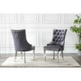 thumbnail image 3 of Double Tufted Gray Velvet Side Chairs w/ Silver Stainless Steel Legs (Set of 2), 3 of 3