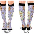 thumbnail image 2 of FREEAMG High Elasticity Compression Socks, High Knee Socks Adult Universal Leisure Relieve Fatigue,Cute Sticker Cartoon Travel Daily with Running (1 Pair), 2 of 7