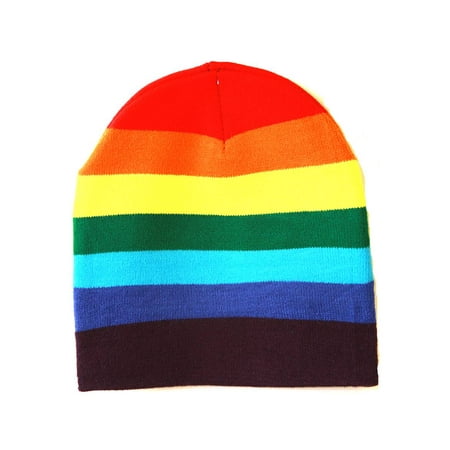 Rainbow Beanie - Cuffless Winter Rainbow Beanie