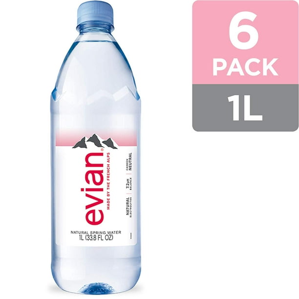 evian Natural Spring Water, 1 Liter Premium Water Bottles ...