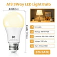 thumbnail image 6 of DAYBETTER 3 Way LED Light Bulbs,40 60 100W Equivalent,Soft White 2700K 3 Way Light Bulbs,500lm 1000lm 1500lm,A19 Three Way Light Bulbs,E26 Base 3-Way Light Bulbs,2 Pack., 6 of 6