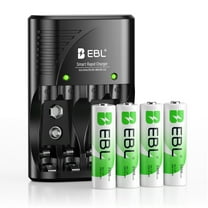 EBL Rechargeable AA Batteries with Battery Charger, 2900mAh Double a Batteries, 4 Pack