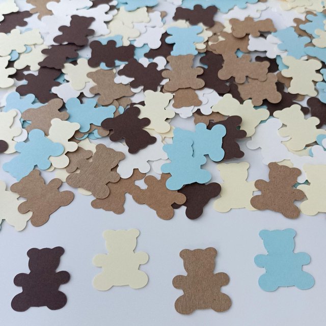 300 uds. de cremoso de peluche marrón para baby shower, confeti, sprinkles, scatter niño niña, primer cumpleaños, decoración rústica para fiestas Feliz Sencillez