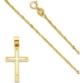 thumbnail image 3 of 14k Yellow Gold Cross Religious Pendant Charm Singapore Necklace Chain Set for Men (20), 3 of 5