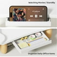 thumbnail image 5 of Dual Monitor Riser, Cookie-Shaped Adjustable Length & Swivel Angle, Wooden Desktop Organizer for 2 Monitors, Stand With Drawer for Laptop, PC, Computer, Printer, White, 5 of 11