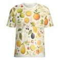 thumbnail image 5 of Various Fruits Womens Tops Women's Fashion Casual Short Sleeve Flower Print Round Neck Pullover Top Blouse, 5 of 6
