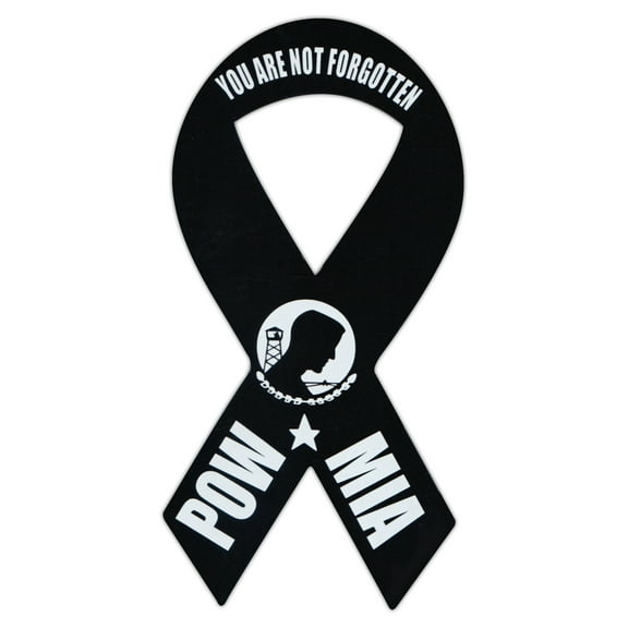 Ribbon Shaped Military Magnet - POW MIA You Are Not Forgotten - Cars, Trucks, SUVs, Refrigerators