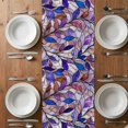 thumbnail image 5 of Purple Blue Leaves Table Runner Stained Glass Botanical Leaf Branches Tablerunners 13 x 70 Inch, Table Decorations Tabletop Scarf for Summer Gathering Holiday Farmhouse Kitchen Dining Decor, 5 of 8