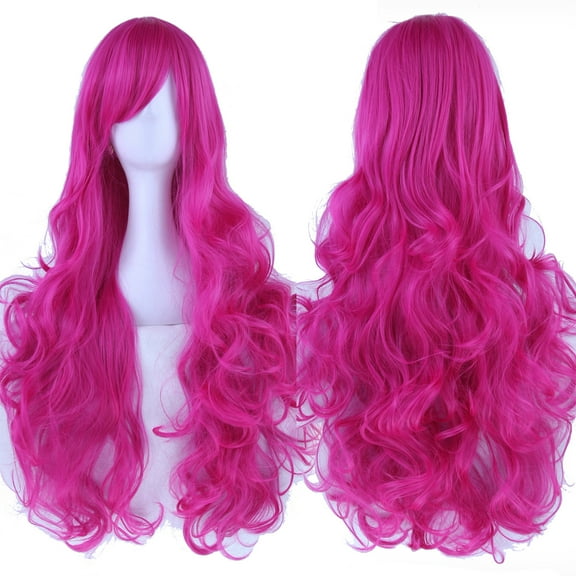 XmhyTop Spiral Curly Long Wig, 32" (80cm) Length, Perfect for Cosplay Costumes, Rose Red