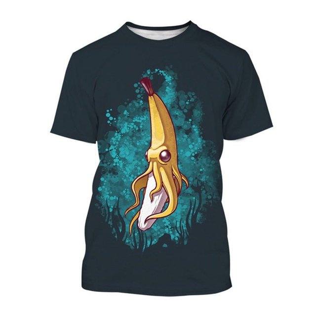T-Shirts Graphiques Banane Drôles d'Été, Nouveaux T-Shirts Imprimés 3D Mode Décontractée pour Hommes, Col Rond en Polyester, Manches Courtes