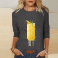 thumbnail image 1 of Qertyioot Vêtements de Noël pour Femmes, T-Shirt Décontracté d'Été à Imprimé Bière Col Rond Manches 3/5 Ample, 1 of 5