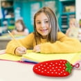 thumbnail image 2 of HBBKVI Silica Gel Pencil Case, Strawberry Shaped Pencil Bag for Adults Office College, Multi-Purpose Stationery Pen Bag with Zipper, 2 of 8
