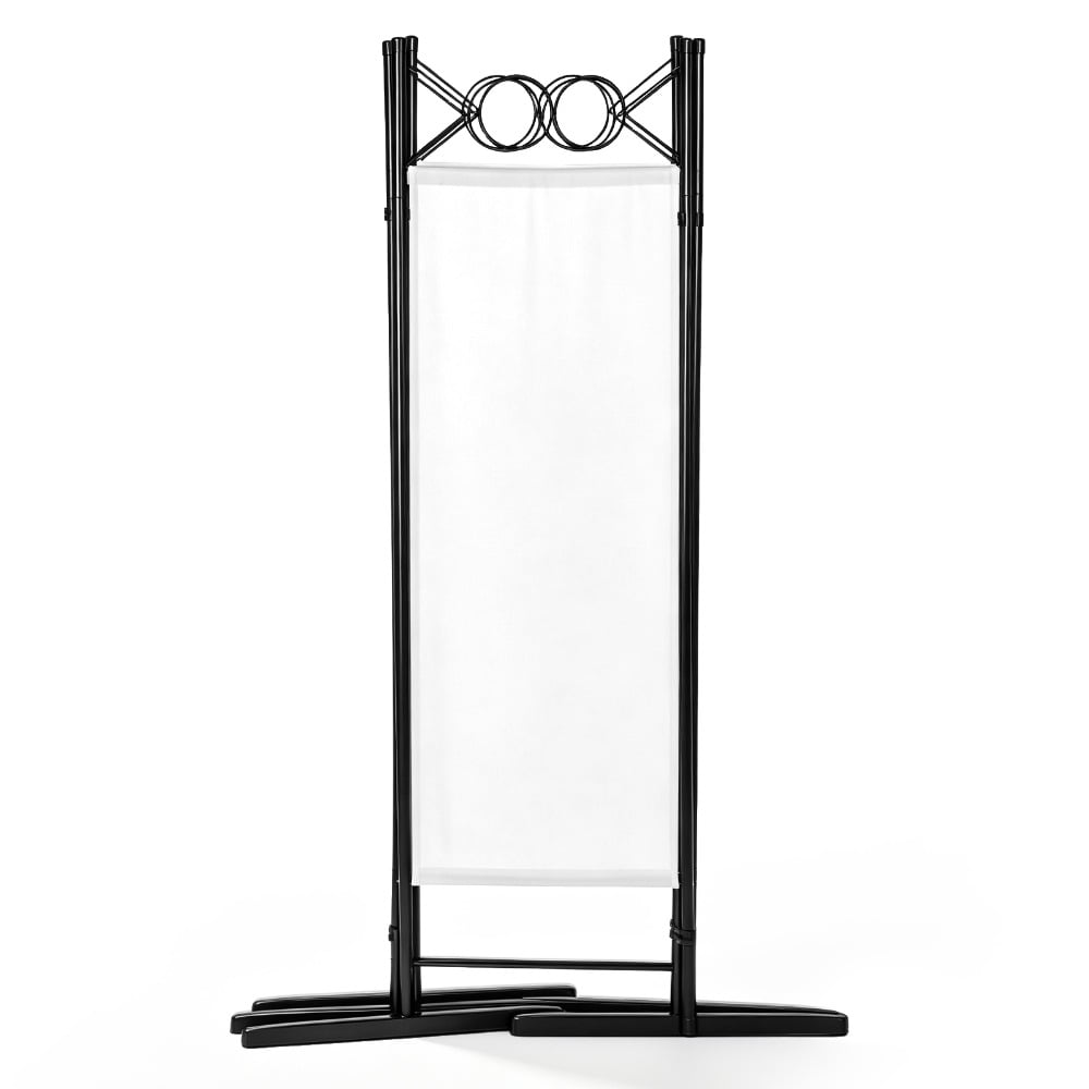 4‑Panel Folding Room Divider, 6 FT Privacy Screen with 160g Polyester Fabric & Carbon Steel Frame, Plastic Feet Freestanding Partition Screen for Home Office, Off‑White