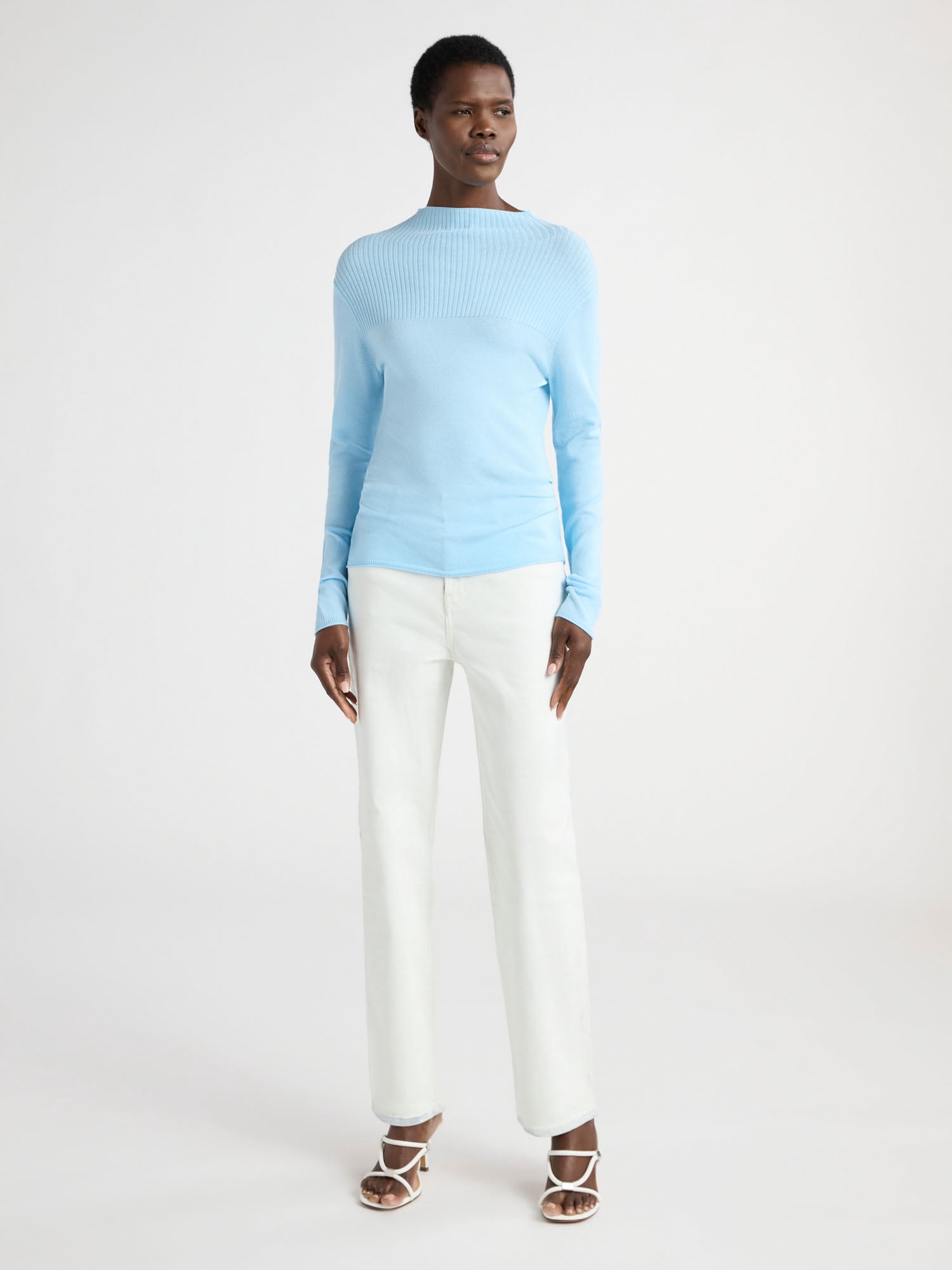 Scoop Woman's Slim Funnel Neck Sweater, Lightweight, Sizes XS-XXL