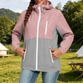 thumbnail image 5 of Lightweight Rain Jacket For Women Solid Color Thin Jacket Long-sleeved Hooded Sunscreen And Waterproof Outdoor Hiking Sports Drawstring Windbreaker Rain Jackets with Pockets, 5 of 9