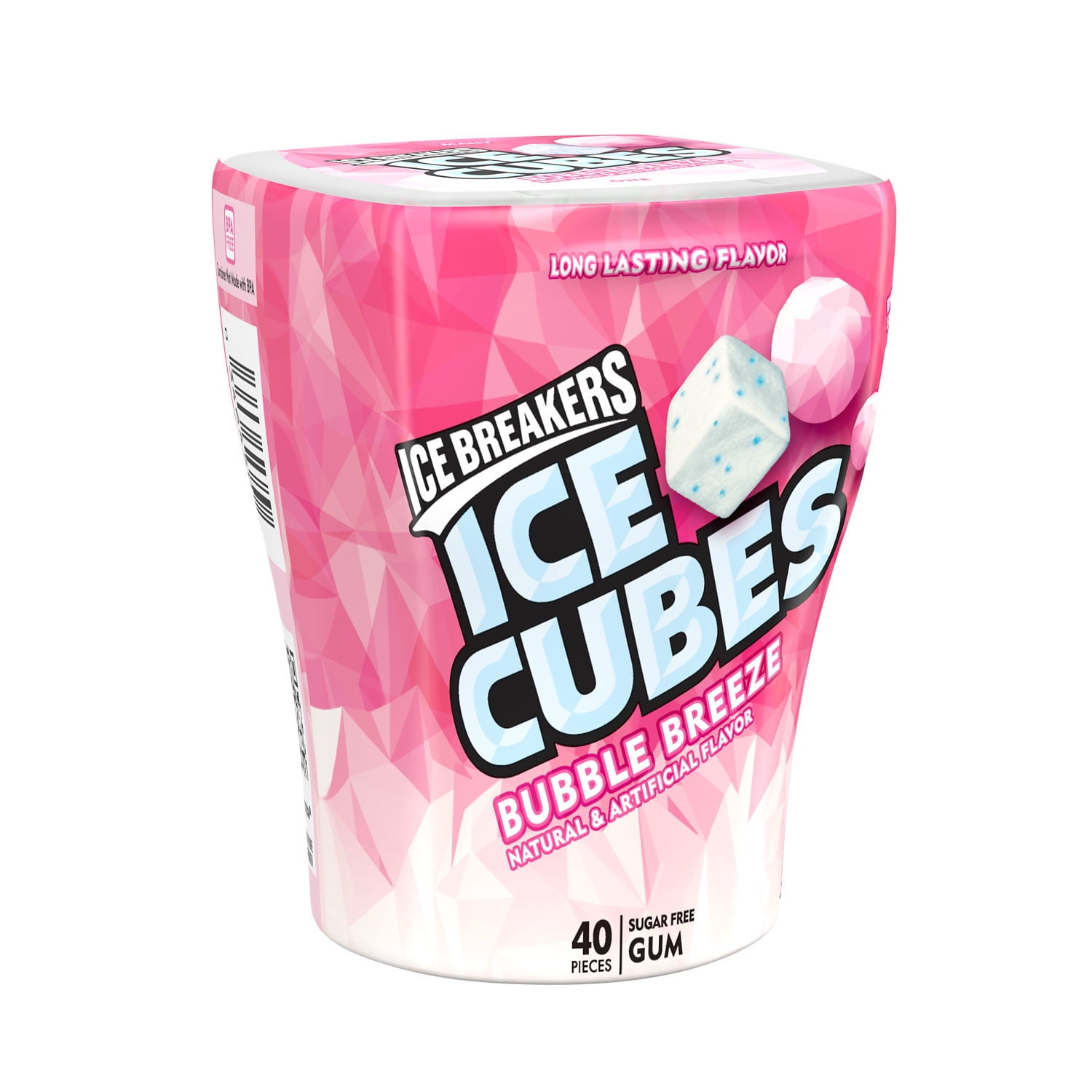 Ice Breakers Ice Cubes BUBBLE BREEZE Cooling Crystals, Made with Xylitol Sugar Free Chewing Gum Bottle, 3.24 oz (40 Pieces)