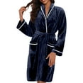 thumbnail image 4 of Afdoent Robes For Women Soft Flannel Robe Long Sleeve Bathrobe With Pockets Cozy Loungewear For Winter Warm Sleepwear And Spa Relaxation At Home Sleepwear, 4 of 8