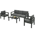 thumbnail image 6 of Patiojoy 4 Pieces Patio Seating Set Outdoor Sectional Sofa Set w/Coffee Table & Cushions Gray, 6 of 6