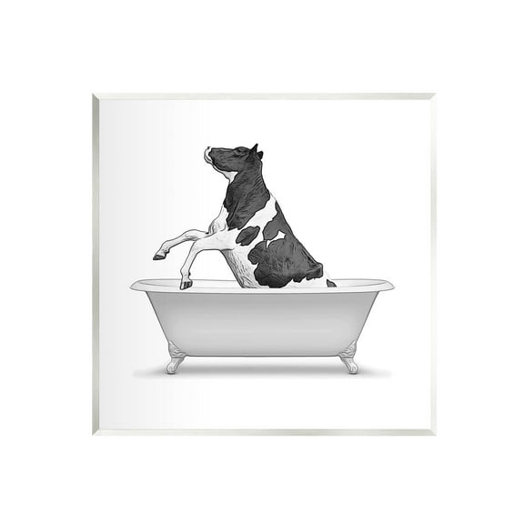 Stupell Industries Farmhouse Cow Vintage Bath Graphic Art Unframed Art Print Wall Art, Design by Annalisa Latella