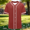 thumbnail image 3 of CQONEPT Baseball Jersey Tops for Women Short Sleeve Shirt Button Up Summer Tops Casual Sportswear Athletic Tee Uniform Wine S, 3 of 6